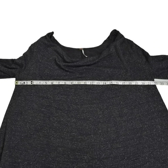 Free People Metallic Gray Cowl  Neck Palmer Long Sleeve Size Medium - Picture 13 of 14